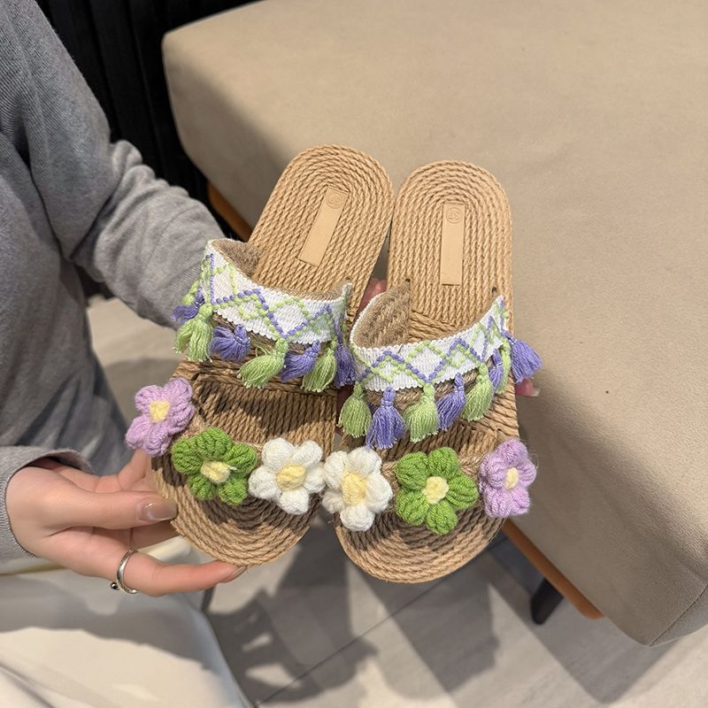 Women Shoes Must Have - รองเท้าสานแฟชั่นจากเส้นใยปอกระเจาสำหรับผู้หญิง น้ำหนักเบา เหมาะสำหรับเดินเล่น ชายหาด วันหยุด ท่องเที่ยวกลางแจ้ง