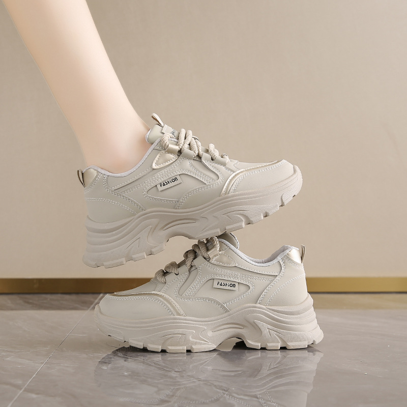 Women'S Shoes Running Sports - รองเท้าหนังผู้หญิงทรงเตี้ยแบบ Dad Shoes ระบายอากาศได้ดี เหมาะสำหรับฤดูใบไม้ผลิและฤดูใบไม้ร่วง สวมใส่สบายๆ