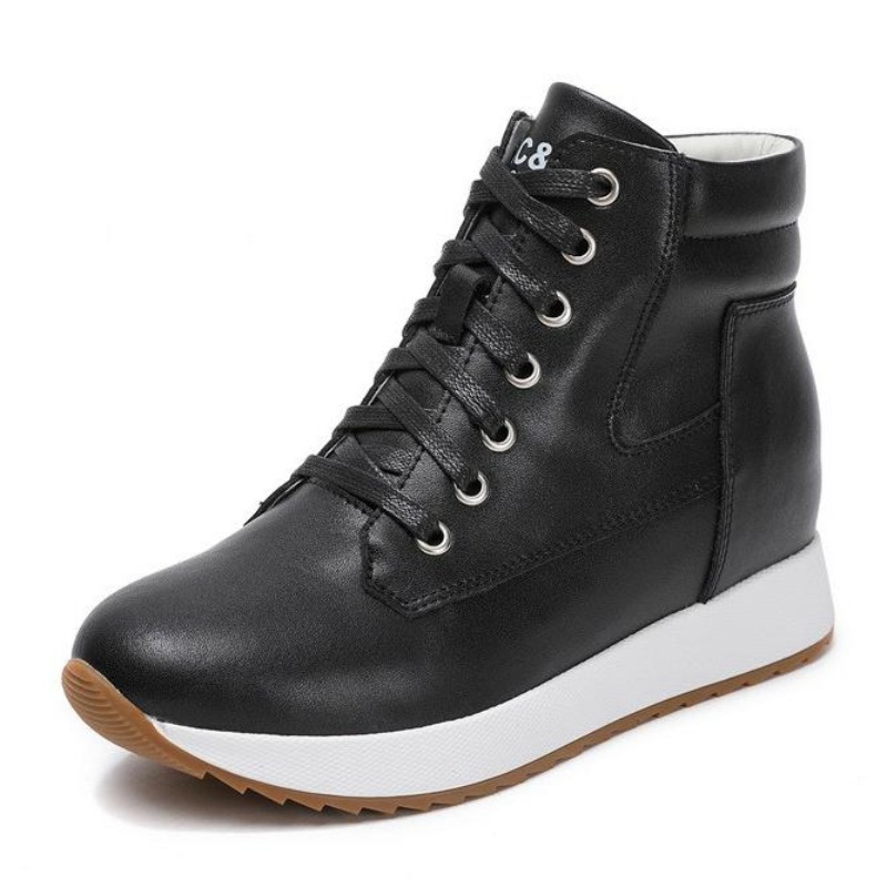Wedge Heeled Sneaker - 7 ซม.ของแท้หนังผู้หญิงข้อเท้า Booties แพลตฟอร์ม WEDGE รองเท้าส้นสูงผู้หญิงอบอุ่นฤดูหนาวฤดูใบไม้ร่วงฤดูใบไม้ผลิ