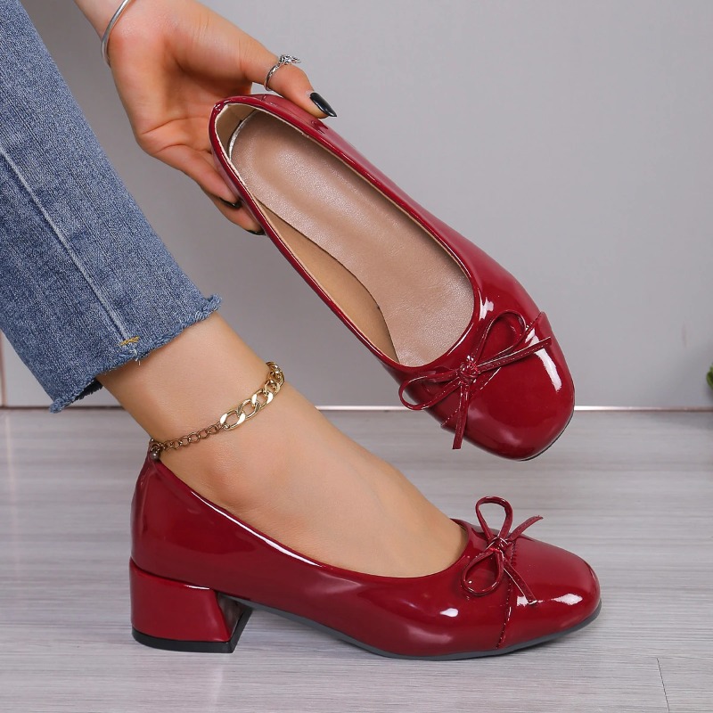 Women Shoes Heels - 2026 รองเท้าผู้หญิงรองเท้าส้นสูงแพลตฟอร์มผู้หญิงรอบนิ้วเท้าโบว์-โบว์-นอต รองเท้าบัลเล่ต์หวานๆ สำหรับออฟฟิศ ผู้หญิง รองเท้าแมรี่เจนซาปาโตส