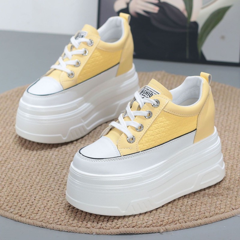 Wedge Heeled Sneaker - รองเท้าผ้าใบส้นเตารีดแบบหนา รุ่นใหม่ ปี 2026 หนังแท้ 10
