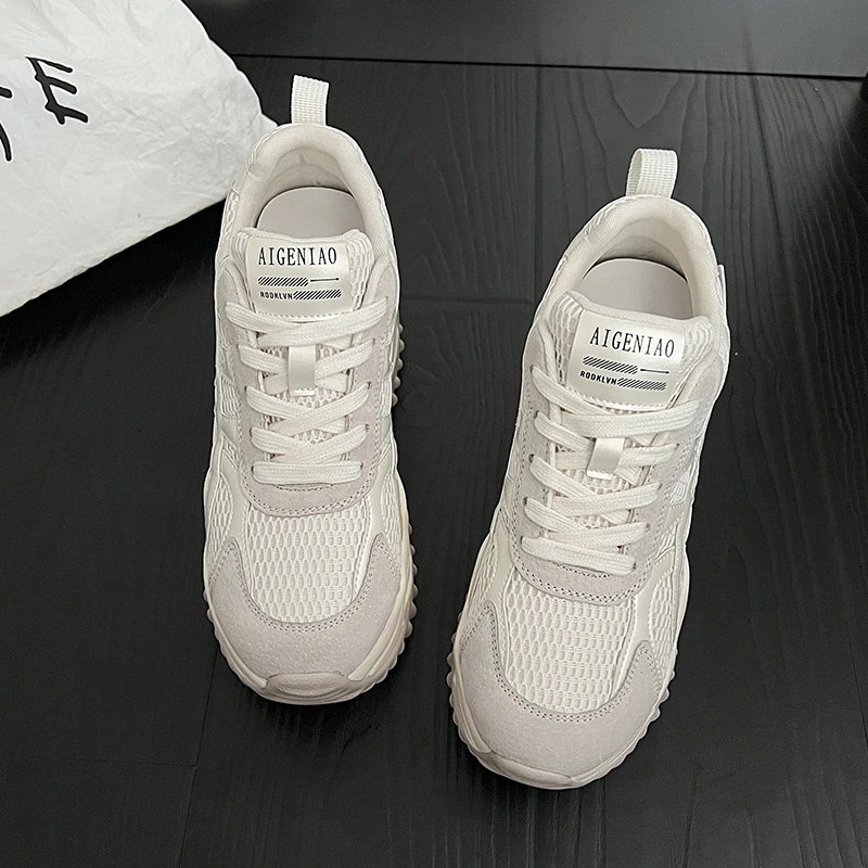 Women'S Shoes Running Sports - รองเท้าผ้าใบแฟชั่นผู้หญิงแบบ Dad Shoes พื้นหนา ระบายอากาศได้ดี เหมาะสำหรับวิ่ง