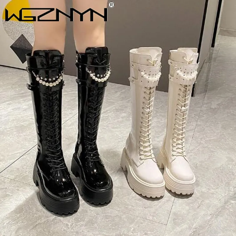 Zip Up Boots Short - หนังฤดูหนาว WARM Plush รองเท้าผู้หญิงเพิร์ลเข่ารองเท้าบูทสูง Casual Chunky