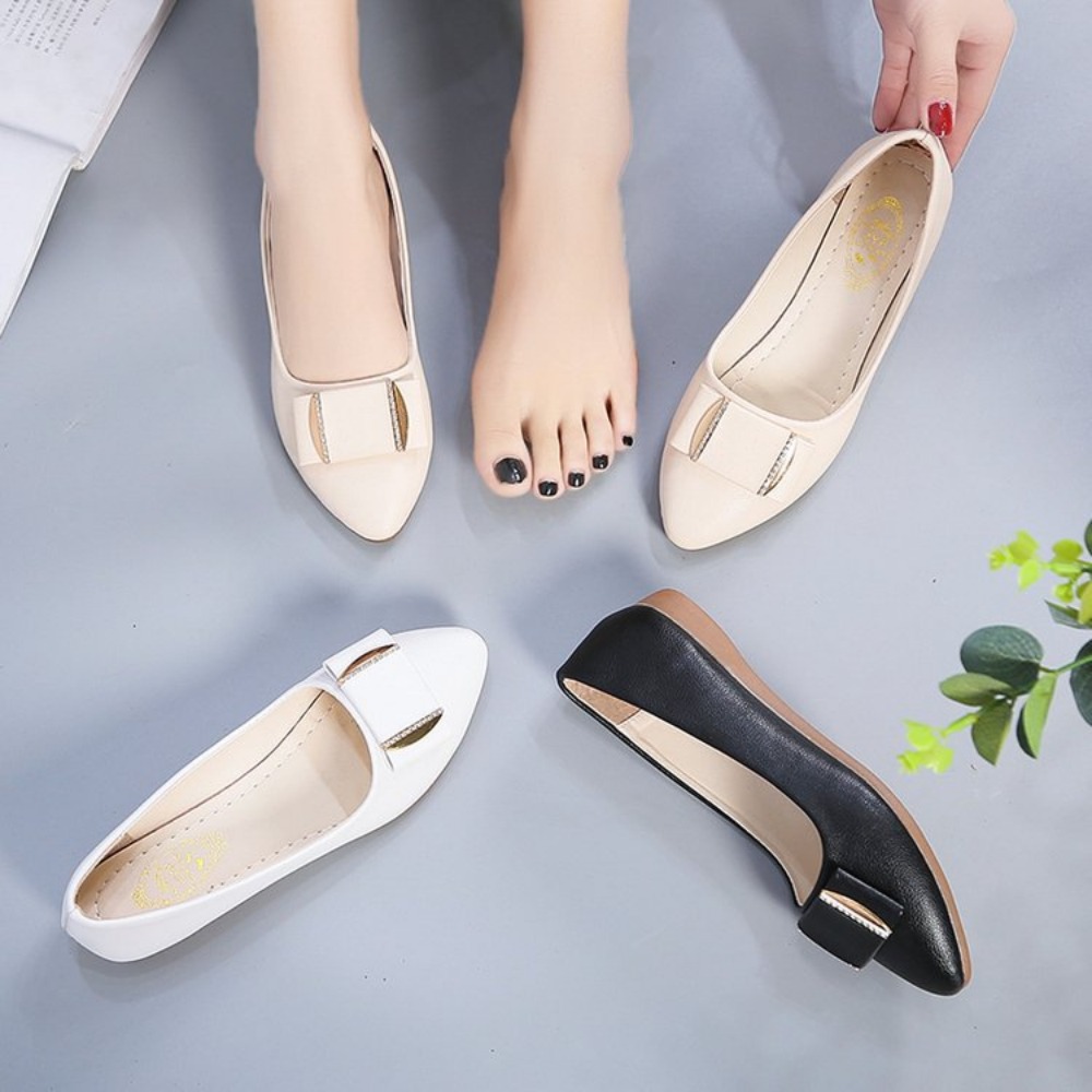 Women Shoes Elegant - รองเท้าผู้หญิงแฟชั่นลำลอง น้ำหนักเบา สวมใส่สบาย เหมาะสำหรับใส่ทำงาน แบบสวม ไม่ต้องผูกเชือก