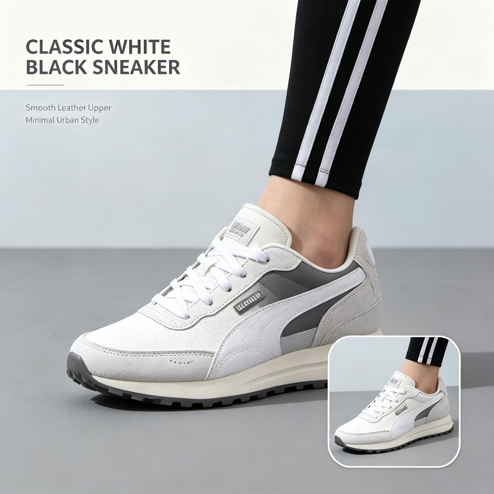 Women'S Shoes Puma Sneakers - PUMA รองเท้าผ้าใบผู้ชายสีขาวสีดำแบบ Low Top Classic Clean