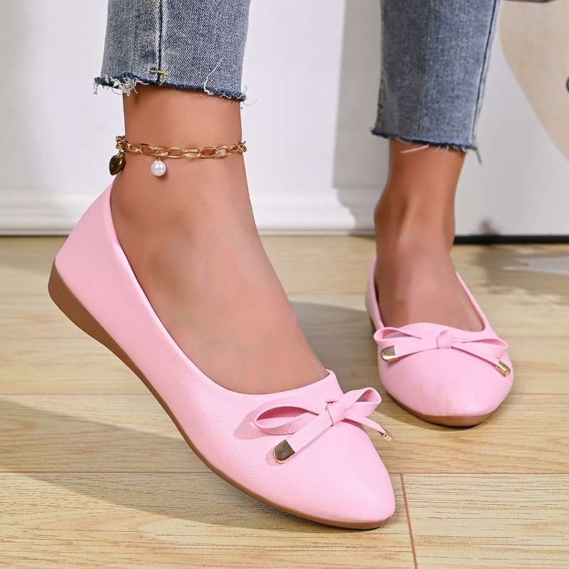 Women Shoes Elegant - รองเท้าหนังผู้หญิงแบบสวม หัวตื้น พื้นนุ่ม สวมใส่สบาย รุ่นใหม่ ส้นเตารีด