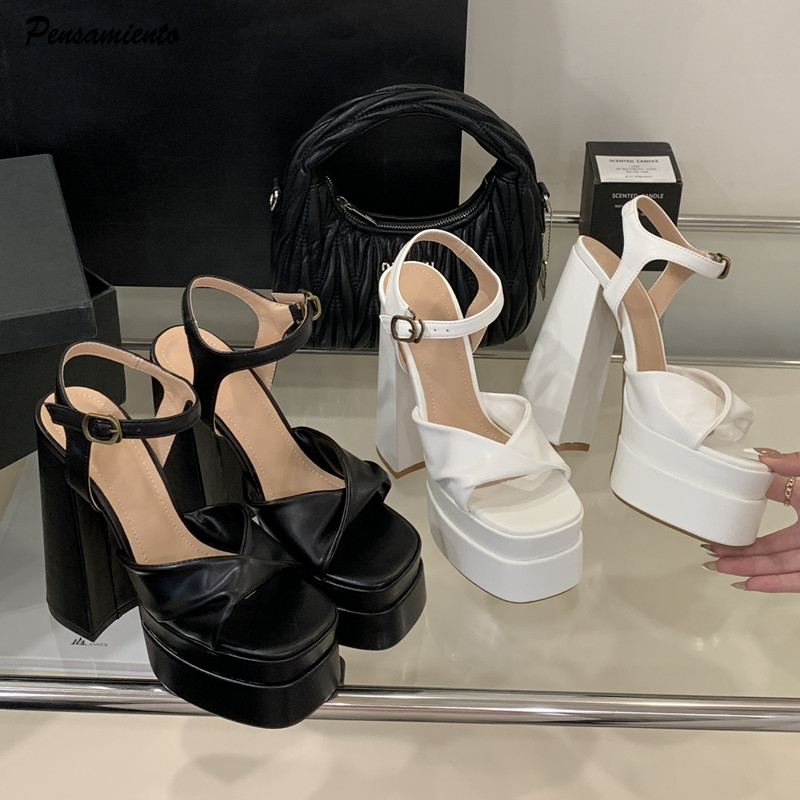Wedge Heeled Sneaker - สไตล์ดาวแฟชั่นคู่แพลตฟอร์มWedgesผู้หญิงGladiatorรองเท้าแตะฤดูร้อน 15 ซม.รองเท้าส้นสูงChunky Party Dressรองเท้ารองเท้าแตะ