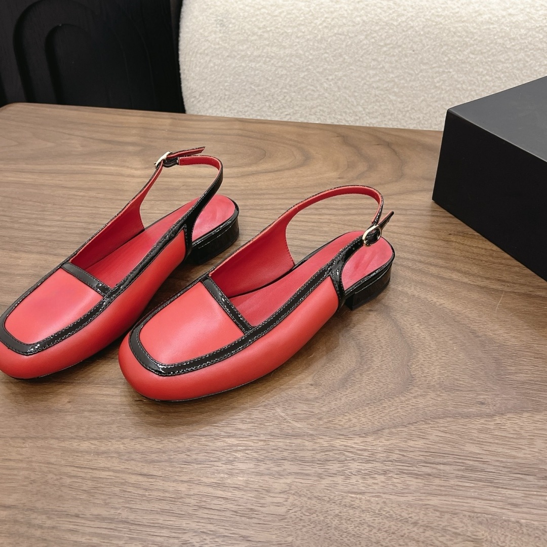 Women Shoes Heels - รองเท้าส้นเตี้ยลำลองสำหรับผู้หญิงแบรนด์หรู งานแฮนด์เมด หนังแกะ ดีไซน์เรียบง่ายแต่ทันสมัย ใช้งานได้หลากหลาย