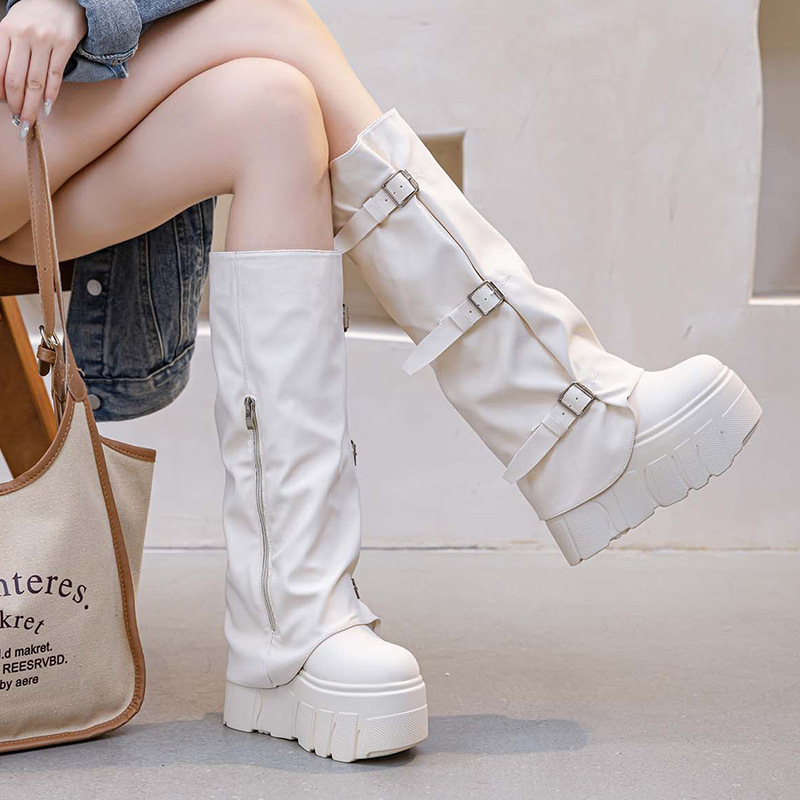 รองเท้าบูทส้นสูง 14 ซม. แบบส้น - Zip Up Boots Short บทวิจารณ์และราคา