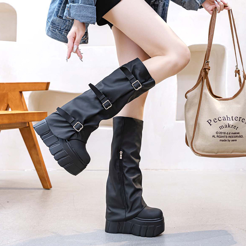 รองเท้าบูทส้นสูง 14 ซม. แบบส้น - Zip Up Boots Short บทวิจารณ์และราคา