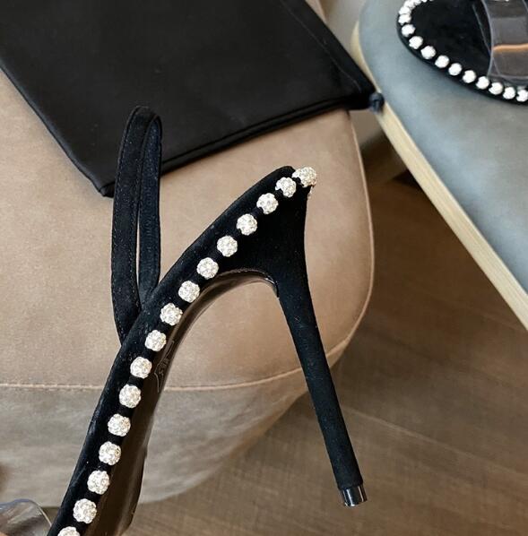 สาวฤดูร้อนสีชมพูสีดําสีขาวใส P - Clear Strap Heel บทวิจารณ์และราคา