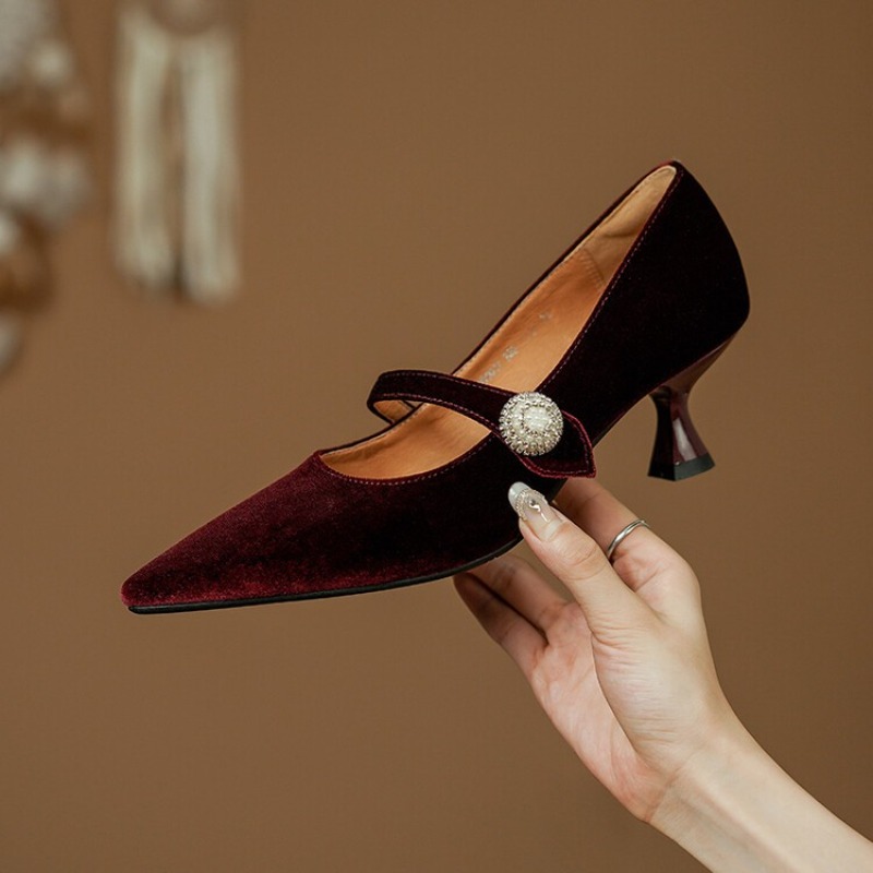 รองเท้าส้นเข็มแบบแมรี่เจนหัวแห - Women Shoes Heels บทวิจารณ์และราคา