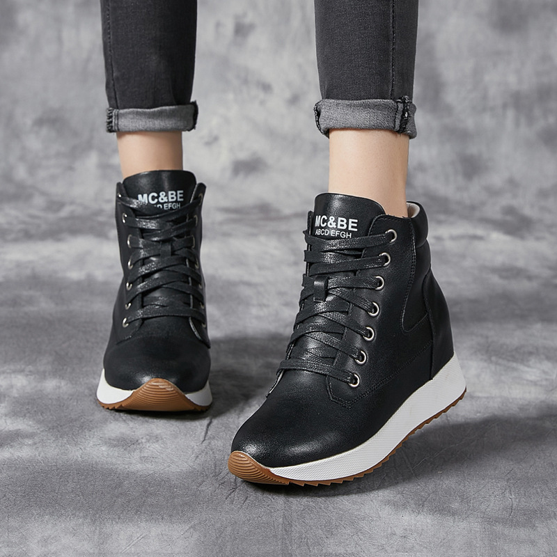 7 ซม.ของแท้หนังผู้หญิงข้อเท้า  - Wedge Heeled Sneaker บทวิจารณ์และราคา