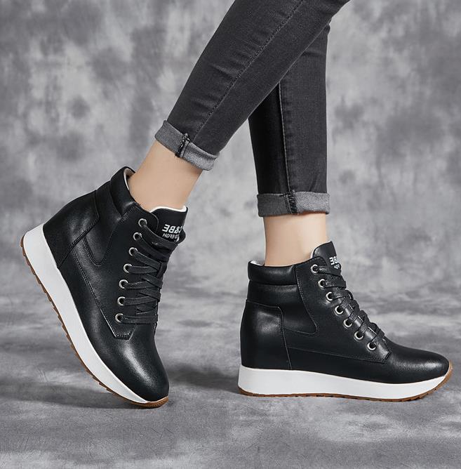 7 ซม.ของแท้หนังผู้หญิงข้อเท้า  - Wedge Heeled Sneaker บทวิจารณ์และราคา