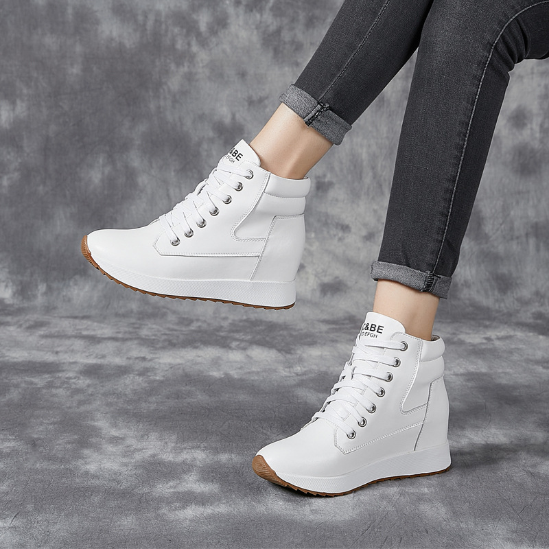 7 ซม.ของแท้หนังผู้หญิงข้อเท้า  - Wedge Heeled Sneaker บทวิจารณ์และราคา