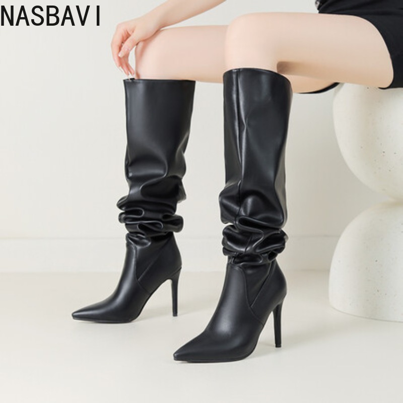 NASBAVI รองเท้าส้นสูงหัวแหลมสี - Zip Up Boots Short บทวิจารณ์และราคา