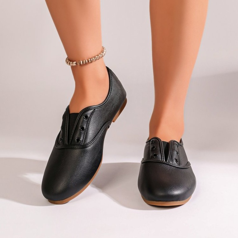 รองเท้าส้นเตี้ยทรงกลมสีพื้นสไต - Women Shoes Elegant บทวิจารณ์และราคา