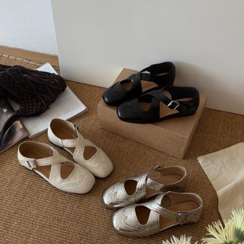 รองเท้าส้นเตี้ยแบบแมรี่เจนลายด - Women Shoes Elegant บทวิจารณ์และราคา