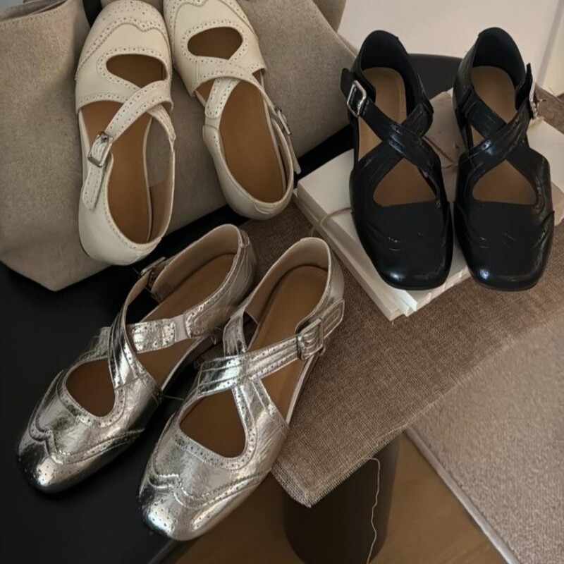 รองเท้าส้นเตี้ยแบบแมรี่เจนลายด - Women Shoes Elegant บทวิจารณ์และราคา