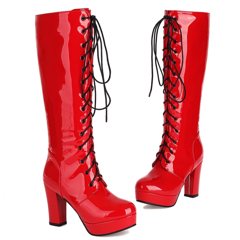 รองเท้าส้นสูงแพลตฟอร์มเข่ารองเ - Zip Up Boots Short บทวิจารณ์และราคา