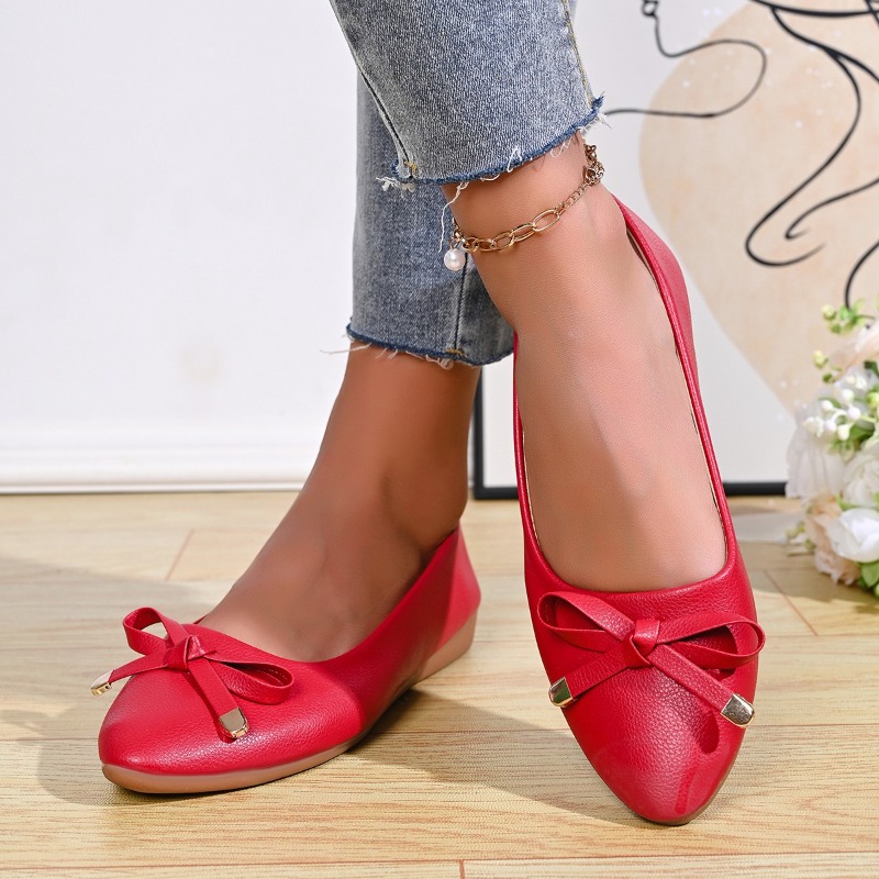 รองเท้าหนังผู้หญิงแบบสวม หัวตื - Women Shoes Elegant บทวิจารณ์และราคา